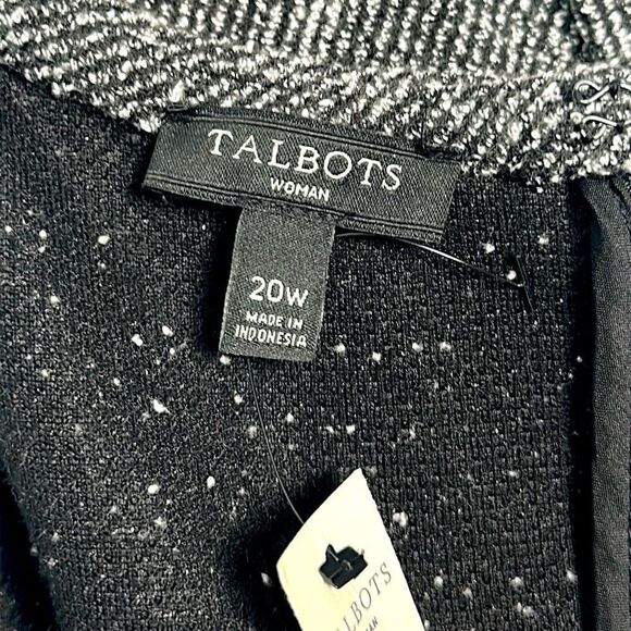 NWT Talbots Fit & Flare Dres Gray Black Tweed Leatherette Trim Knee Length 20W - Picture 11 of 14